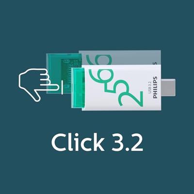 Philips USB 3.2 256GB Click Series Gen 1 USB-C USB flash drive USB Type-A 3.2 Gen 1 (3.1 Gen 1) Wit Philips USB 3.2 256GB Click Series Gen 1 USB-C USB flash drive USB Type-A 3.2 Gen 1 (3.1 Gen 1) Wit