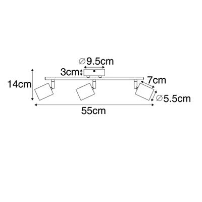 QAZQA Industriële spot zwart met hout kantelbaar 3-lichts - Jeana