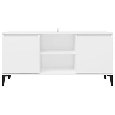 Tv-meubel met metalen poten 103,5x35x50 cm wit