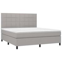 Boxspring met matras en LED stof lichtgrijs 160x200 cm - thumbnail