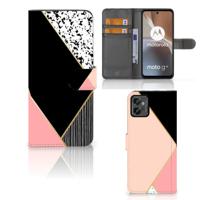 Motorola Moto G32 | Book Case | Zwart Roze Vormen - thumbnail
