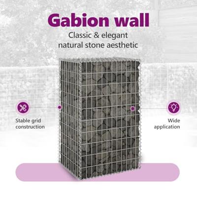 Schanskorfmuur met deksels 60x50x150 cm gegalvaniseerd staal