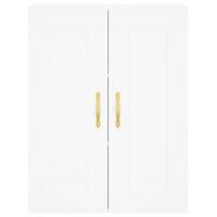 Hoge kast 69,5x34x180 cm bewerkt hout wit - thumbnail