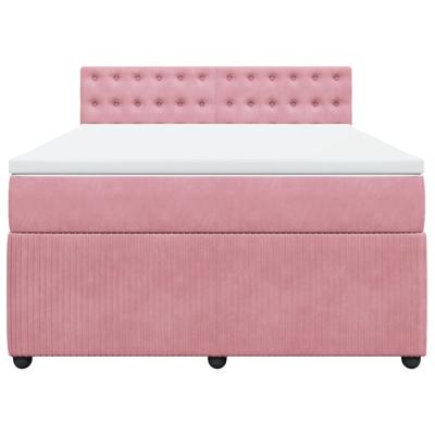 Boxspring met matras fluweel roze 180x200 cm
