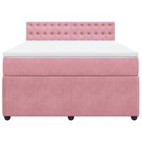 Boxspring met matras fluweel roze 180x200 cm - thumbnail