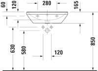 Wastafel Duravit D-Neo Met Overloop Kraanvlak Zonder Kraangat 60 cm Hoogglans Wit - thumbnail