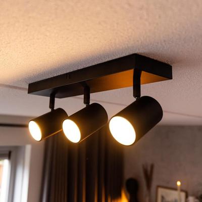 Lark - LED Plafondlamp - 3 spots - GU10 Fitting - Kantelbaar & Draaibaar - Zwart