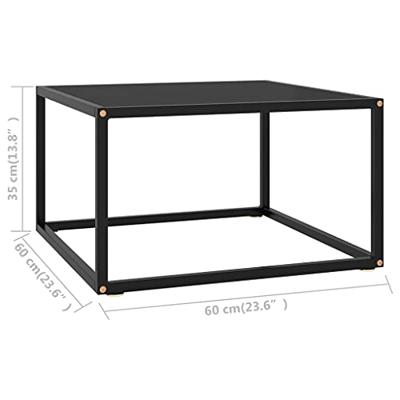 Salontafel met zwart glas 60x60x35 cm zwart