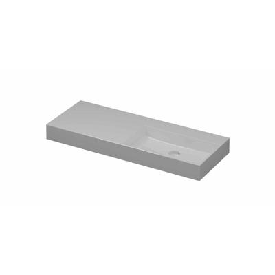 INK United Wastafel Porselein Rechts Zonder Kraangat incl. Porseleinen Click Plug en Verborgen Overloop Systeem - 1200x450x110 mm - Glans Wit