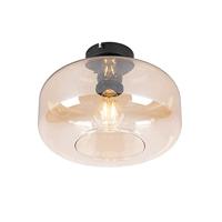 QAZQA Art deco plafondlamp zwart met amber glas - Bizle - thumbnail