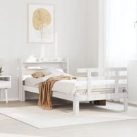 Bedframe met hoofdeinde zonder matras 100x200 cm wit - thumbnail