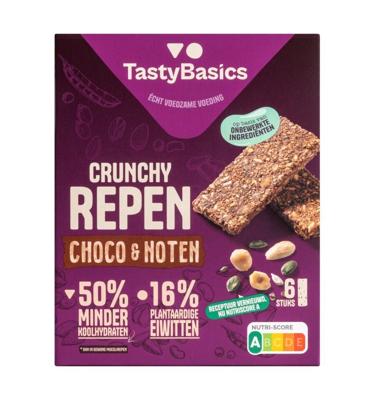TastyBasics Crunchy less carb repen choco & noten 138 Gram
