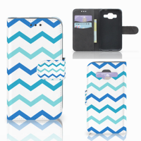 Samsung Galaxy Core Prime Telefoon Hoesje Zigzag Blauw - thumbnail