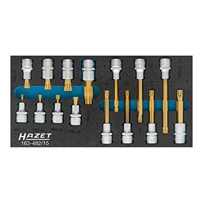 HAZET Dopsleutelbitset - XZN 163-482/15 - 1/2 inch (12,5 mm) vierkant hol - Binnenveeltandprofiel XZN - 15-delig - M5 - M12