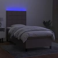 Boxspring met matras en LED stof taupe 90x190 cm - thumbnail