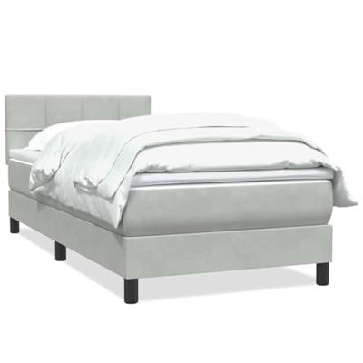 Boxspring met matras fluweel lichtgrijs 80x220 cm