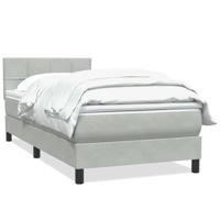 Boxspring met matras fluweel lichtgrijs 90x220 cm - thumbnail