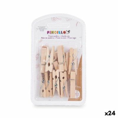 Klemmen Pincello Bruin Hout Medium (24 Stuks)