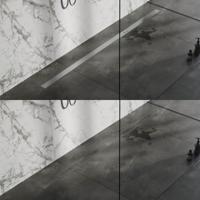 Brauer Douchegoot - 200x7x6.7cm - ondiepe vloerflens - zijuitloop - tegelinlegrooster omkeerbaar - RVS DR-MRF200NG - thumbnail