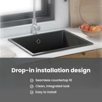 VidaXL Keukenwasbak zwart 38 x 44 x 20 cm graniet - thumbnail