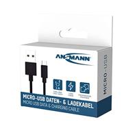 ANSMANN Micro-USB-kabel, 100 cm laadkabel voor smartphone, tablet, smartwatch en andere eindapparaten met micro-USB-poort/kabel voor gegevensoverdracht aan pc, laptop, tablet, enz. - thumbnail