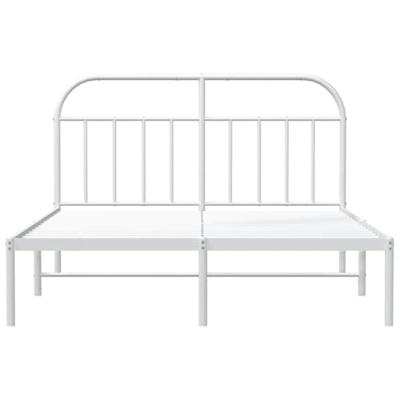 Bedframe met hoofdbord metaal wit 140x200 cm