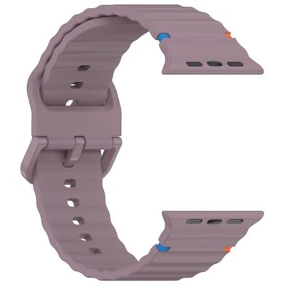 By Qubix - Wave sportband - Zacht paars - Compatible met Apple Watch 44mm / 45mm / 46mm / 49mm - Compatible Apple watch bandjes