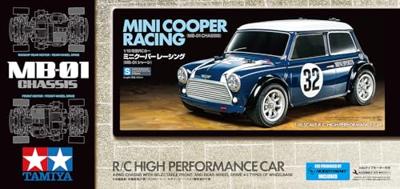 Tamiya 1:10 RC auto Elektro Straatmodel RC Mini Cooper Racing MB-01 Blauw Voorwielaandrijving Bouwpakket 2,4 GHz