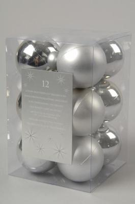 12 onbreekbare kerstballen zilver 6 cm