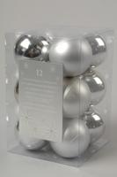12 onbreekbare kerstballen zilver 6 cm - thumbnail