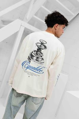 Equalité Fountain Oversized Longsleeve Heren Gebroken Wit - Maat XL - Kleur: Gebroken Wit | Soccerfanshop