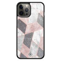 iPhone 12 Pro Max glazen hardcase - Stone grid - thumbnail
