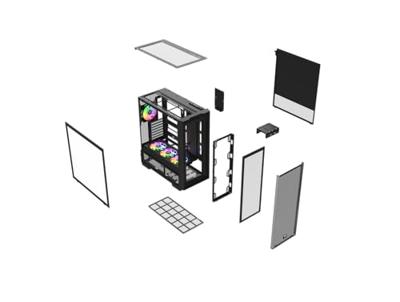 Thermaltake S380 TG ARGB Black Midi-tower PC-behuizing Zwart Zijvenster, Geïntegreerde verlichting, 2 voorgeïnstalleerde LED-ventilators Thermaltake S380 TG ARGB Black Midi-tower PC-behuizing Zwart Zijvenster, Geïntegreerde verlichting, 2 voorgeïnstalleerde LED-ventilators