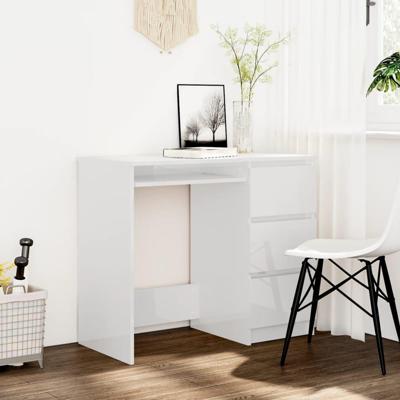 Bureau 90x45x76 cm bewerkt hout hoogglans wit