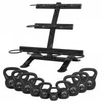 Kunststof Kettlebell Set incl. Standaard - thumbnail