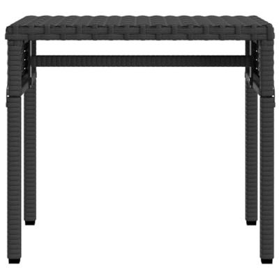 Ligbed met luifel en tafel poly rattan zwart