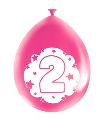 Party Ballonnen Hoera 2 Jaar - 8 Stuks