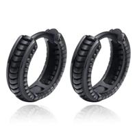 Mendes Heren Oorringen - Roestvrij Staal, Zwart, Punk Patroon - thumbnail