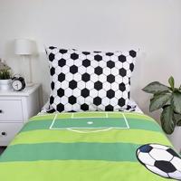 Voetbal Dekbedovertrek veld - Eenpersoons - 140 x 200 cm - Groen - thumbnail