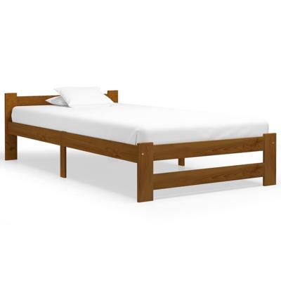Bedframe massief grenenhout honingbruin 100x200 cm