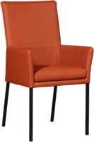 Cognac leren moderne eetkamerstoel Royal - poot vierkant zwart - Toledo Leer Cotto (cognac leer) - thumbnail