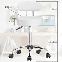 Draaikruk met verchroomd stalen basis + rugleuning wit - thumbnail