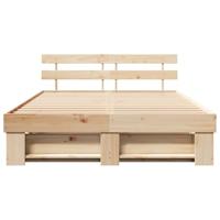 Bedframe met hoofdeinde Bruin 140 x 200 cm Massief grenenhout - thumbnail