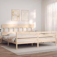 Bedframe met hoofdbord massief hout 200x200 cm - thumbnail