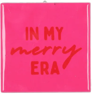 Daan Kromhout Design tegeltje keramiek in my merry era 10x10cm roze