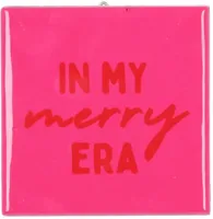 Daan Kromhout Design tegeltje keramiek in my merry era 10x10cm roze - thumbnail
