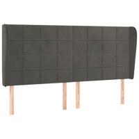 Hoofdbord met randen 163x23x118/128 cm fluweel zwart - thumbnail