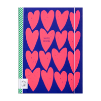 Pepa Lani Notitieboek A5 Flower Pink Blue Fancy Hearts - thumbnail