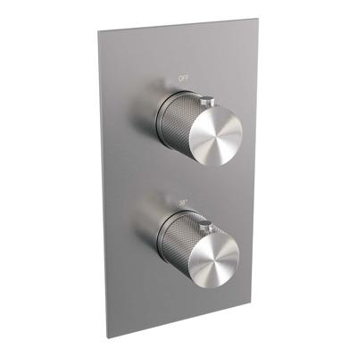 Brushed Carving thermostatische inbouw regendouche 30 cm met 3-weg omstelling en RVS geborstelde afwerking