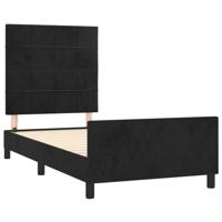 Bedframe met hoofdeinde fluweel zwart 80x200 cm - thumbnail